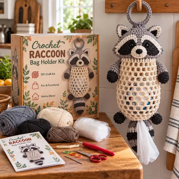 🧶 Cute Animal Bag Holder Crochet DIY Kit | Hanging Storage Craft
