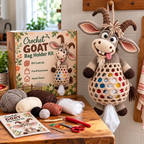 🧶 Cute Animal Bag Holder Crochet DIY Kit | Hanging Storage Craft