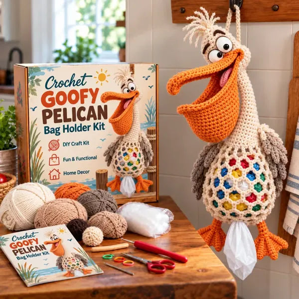 🧶 Cute Animal Bag Holder Crochet DIY Kit | Hanging Storage Craft