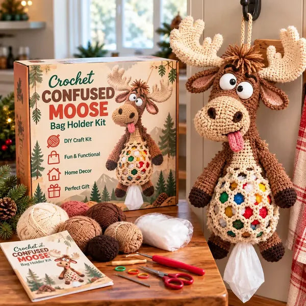 🧶 Cute Animal Bag Holder Crochet DIY Kit | Hanging Storage Craft