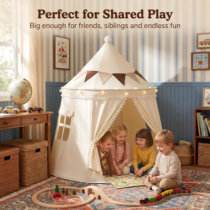 Kids Castle Teepee Tent, Foldable Indoor Outdoor Playhouse for Ages 3+