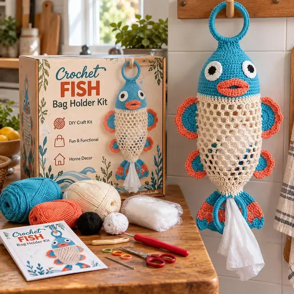 🧶 Cute Animal Bag Holder Crochet DIY Kit | Hanging Storage Craft
