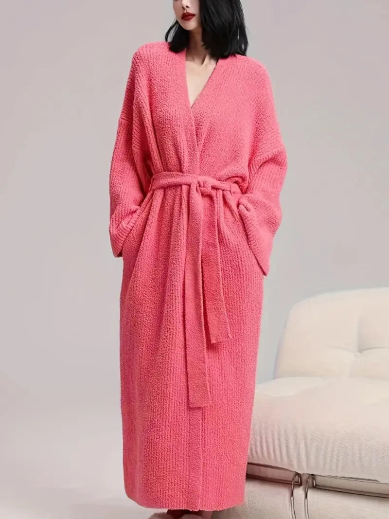 ☁️ Women’s Long Double‑Sided Fleece Robe, Warm Plush Winter Loungewear