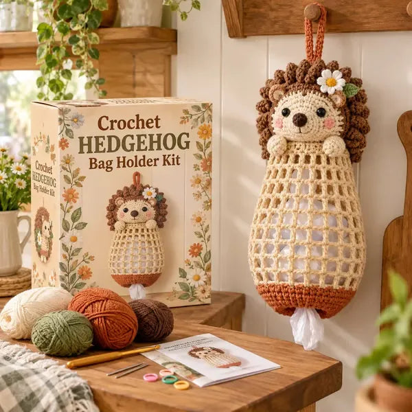 🧶 Cute Animal Bag Holder Crochet DIY Kit | Hanging Storage Craft