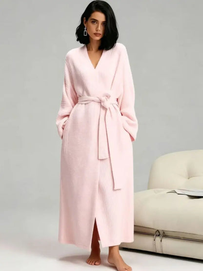 ☁️ Women’s Long Double‑Sided Fleece Robe, Warm Plush Winter Loungewear