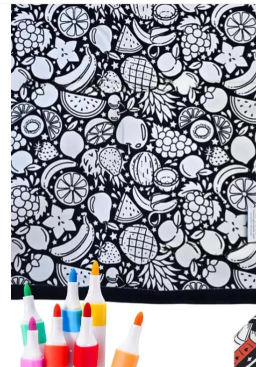 ☁️ Doodle Coloring Blanket 150cm, Includes 24 Markers