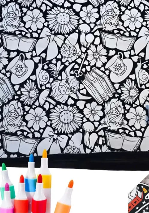 ☁️ Doodle Coloring Blanket 150cm, Includes 24 Markers