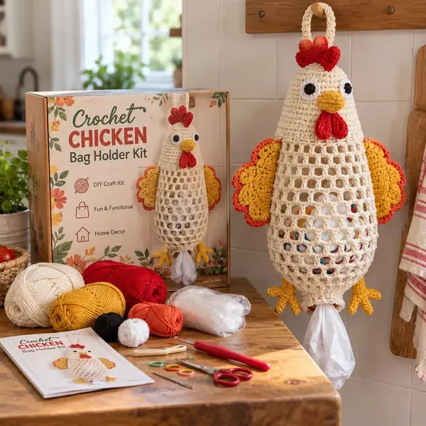 🧶 Cute Animal Bag Holder Crochet DIY Kit | Hanging Storage Craft