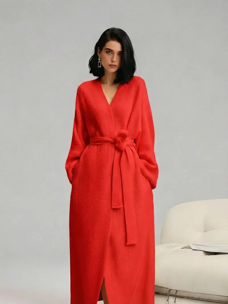 ☁️ Women’s Long Double‑Sided Fleece Robe, Warm Plush Winter Loungewear