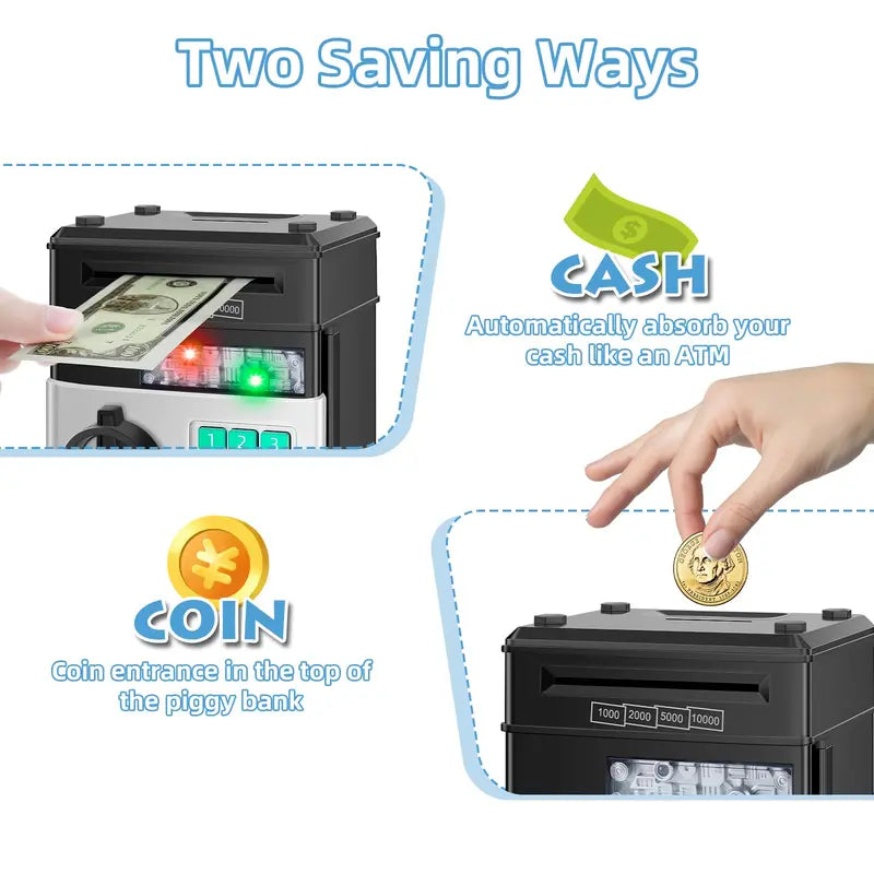 Electronic ATM Piggy Bank Password Lock Auto Bill Slot Large Capacity For Adults Boys Girls