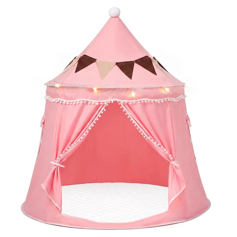 Kids Castle Teepee Tent, Foldable Indoor Outdoor Playhouse for Ages 3+