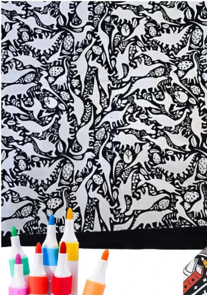 ☁️ Doodle Coloring Blanket 150cm, Includes 24 Markers