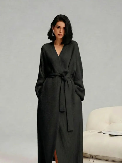 ☁️ Women’s Long Double‑Sided Fleece Robe, Warm Plush Winter Loungewear
