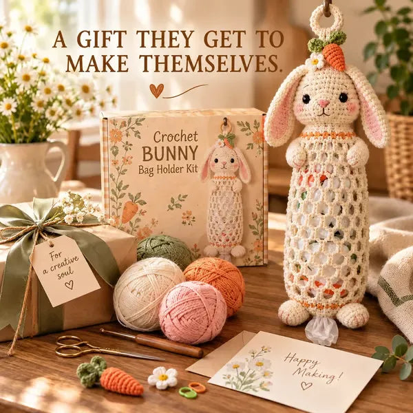 🧶 Cute Animal Bag Holder Crochet DIY Kit | Hanging Storage Craft