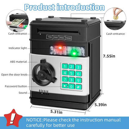 Electronic ATM Piggy Bank Password Lock Auto Bill Slot Large Capacity For Adults Boys Girls