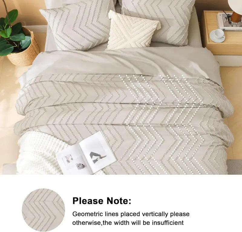 ☁️ 7‑Piece Chevron Tufted Boho Bedding Set, 14" Deep Pocket Microfiber Comforter Set, Soho Chic Home Decor