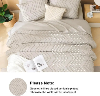 ☁️ 7‑Piece Chevron Tufted Boho Bedding Set, 14" Deep Pocket Microfiber Comforter Set, Soho Chic Home Decor