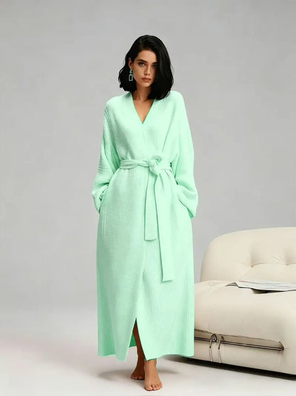☁️ Women’s Long Double‑Sided Fleece Robe, Warm Plush Winter Loungewear
