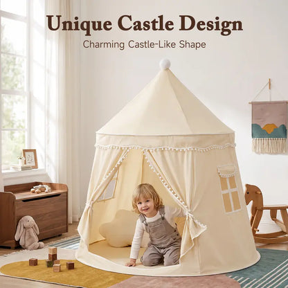 Kids Castle Teepee Tent, Foldable Indoor Outdoor Playhouse for Ages 3+