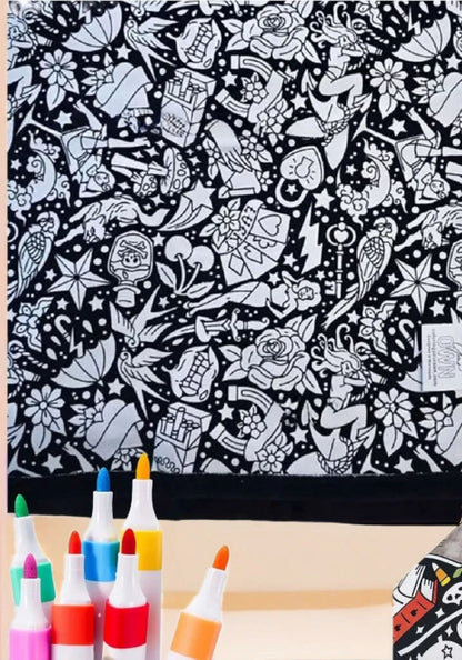 ☁️ Doodle Coloring Blanket 150cm, Includes 24 Markers