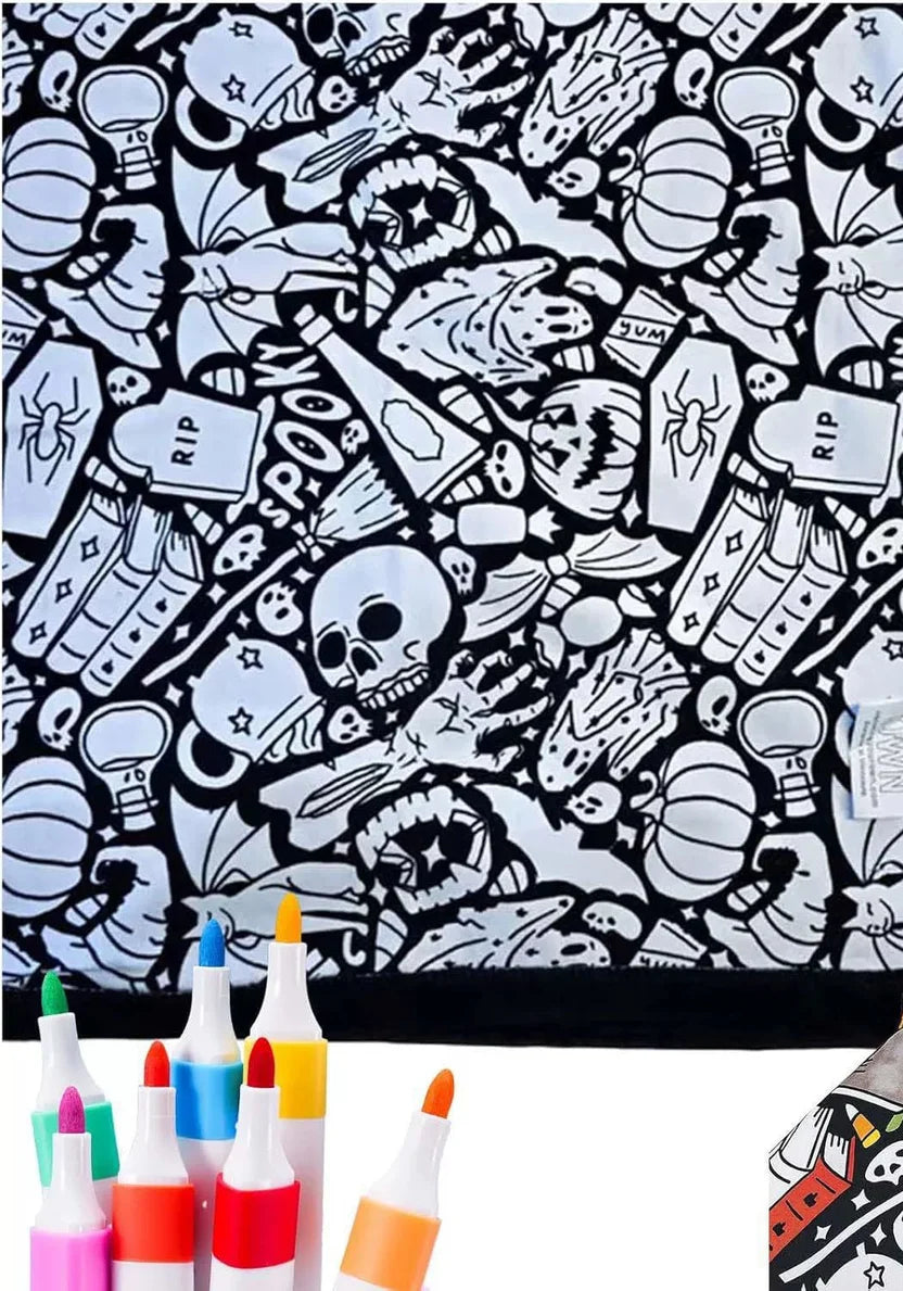 ☁️ Doodle Coloring Blanket 150cm, Includes 24 Markers