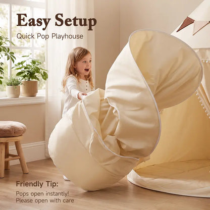 Kids Castle Teepee Tent, Foldable Indoor Outdoor Playhouse for Ages 3+