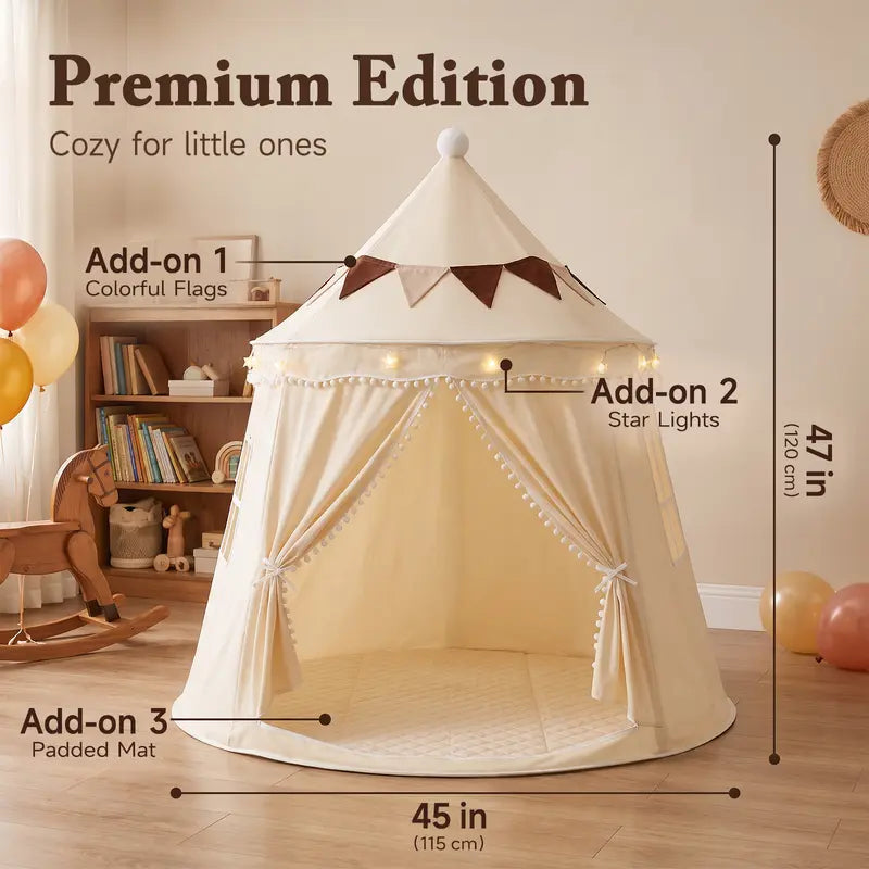 Kids Castle Teepee Tent, Foldable Indoor Outdoor Playhouse for Ages 3+