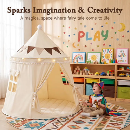 Kids Castle Teepee Tent, Foldable Indoor Outdoor Playhouse for Ages 3+