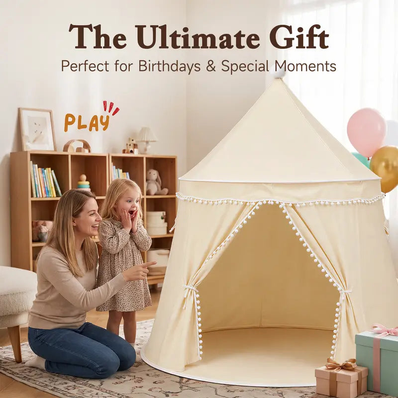 Kids Castle Teepee Tent, Foldable Indoor Outdoor Playhouse for Ages 3+